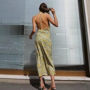 zara printed halter dress L